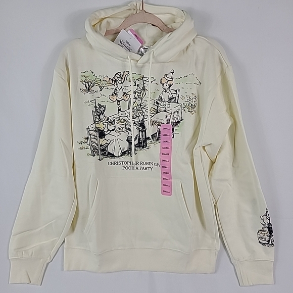 Disney Tops - NWT Disney Winnie The Pooh Women's Pullover Hoodie Ivory Sz S